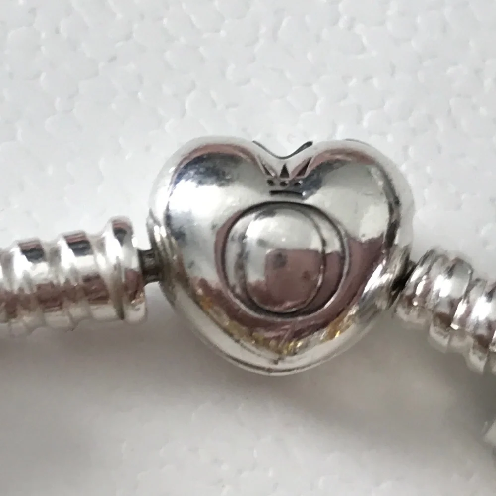 Authentic PANDORA Heart Clasp S925 Silver Bracelet with Murano Glass Beads 7.9" - Picture 15 of 16
